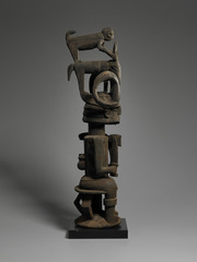 Horned Male Figure Surmounted by Two Animals (Ikenga)