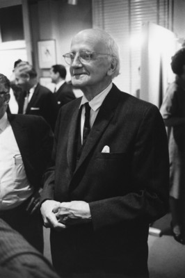 Arthur Lismer at the opening of his exhibition at the Galerie Agnès Lefort