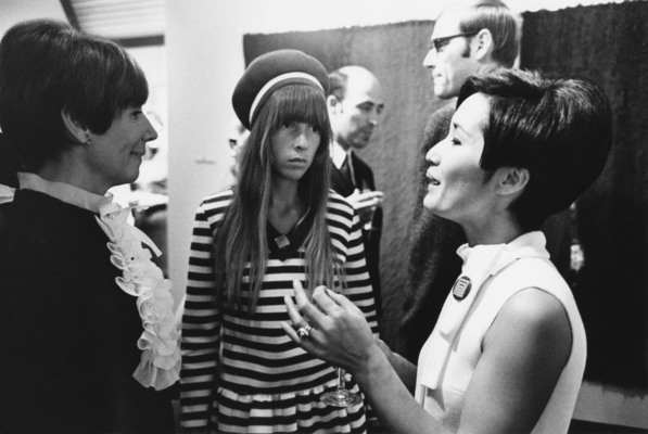 Louise Lebeau, Dominique McEwen and Michiko Yajima-Gagnon at an opening at the Galerie Godard Lefort
