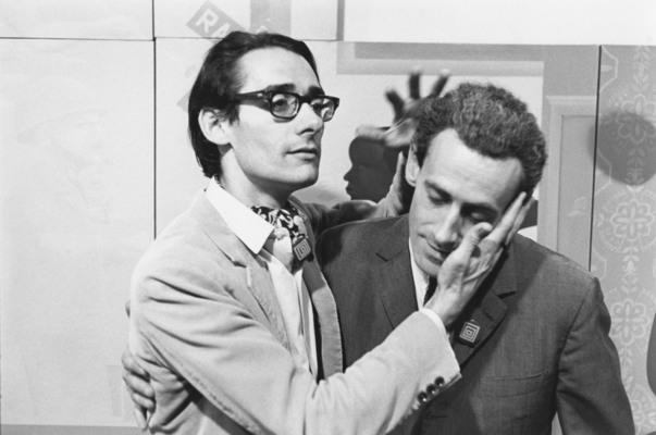 François Dallegret and Yves Gaucher at an opening at the Galerie Godard Lefort