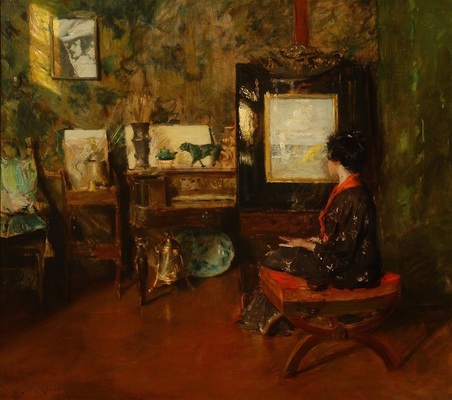 In the Studio (Studio Interior; Alice in the Shinnecock Studio), ca. 1900