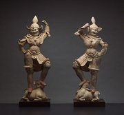 A pair of tomb guardian figures