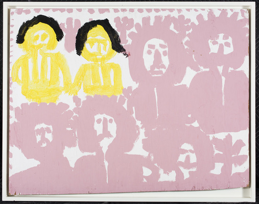 Five mauve heads two yellow heads, 1989