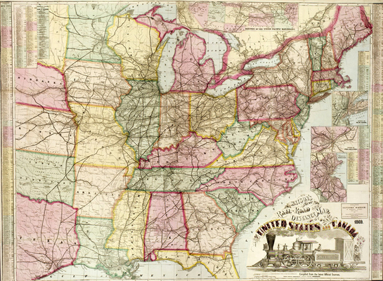 Watson's New Rail-Road and Distance Map of the United States and Canada