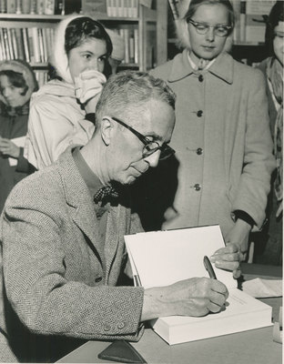 Norman Rockwell Signing My Adventures as an Illustrator in Bennington, Vermont, June 1, 1960