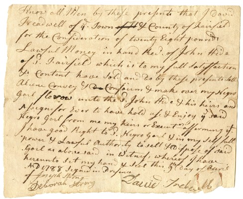 "Florow" Sale Deed from David Treadwell to John Hide