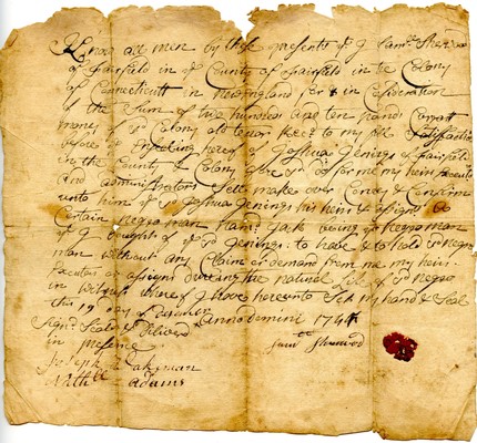 "Jack" Sale Deed from Samuel Sherwood to Joshua Jennings