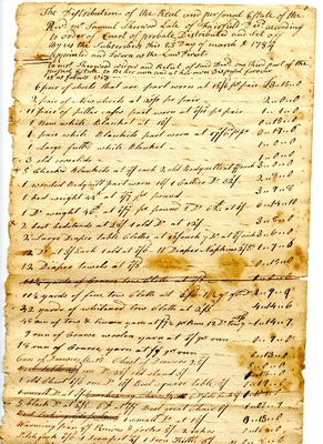 Probate Inventory for Reverend Samuel Sherwood