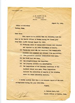 Health officer report, August 31, 1945