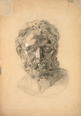 Study of a Male Portrait Bust (Academic Drawing)