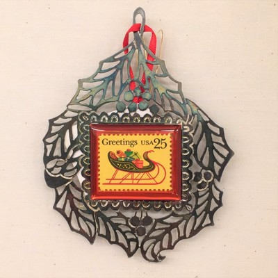 11. Metal Ornament with Christmas Sleigh Stamp