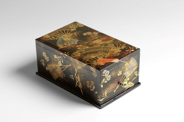 Writing Box with Fans and Flowering Plants 