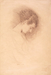 Portrait of a Girl with Lowered Head, Facing Right/Brustbild eines Mdchens mit gesenktem Kopf nach rechts