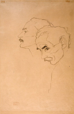 Two Male Heads Facing Left/Zwei Mnnerkpfe nach links