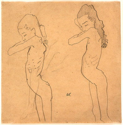 Two Studies of a Standing Girl Facing Left, with Her Left Arm at Her Right Shoulder/Zwei Studien eines stehenden Mdchens nach links, den linken Arm an der rechten Schulter