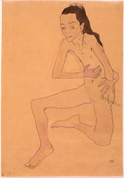 Seated Nude Girl, Left Hand Resting on Hip/Sitzender Mdchenakt, die linke Hand an der Hfte abgesttzt