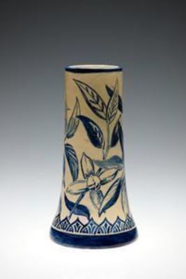 Vase with Pecan and Foliage Design