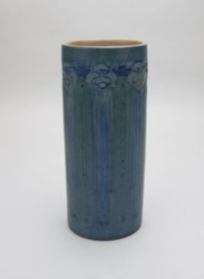 Cylindrical Vase with Abstract Floral Design