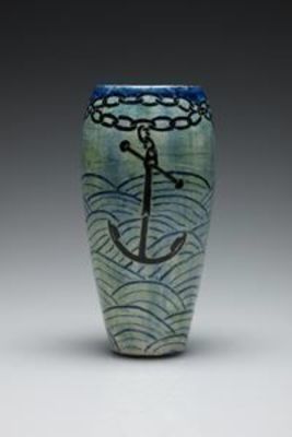 Vase with Anchor and Wave Design