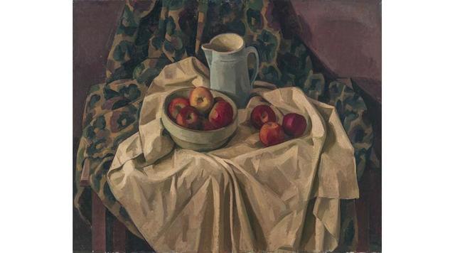 Still Life with Bowl of Apples and Grey Pitcher