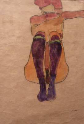 Seated Nude with Violet Stockings