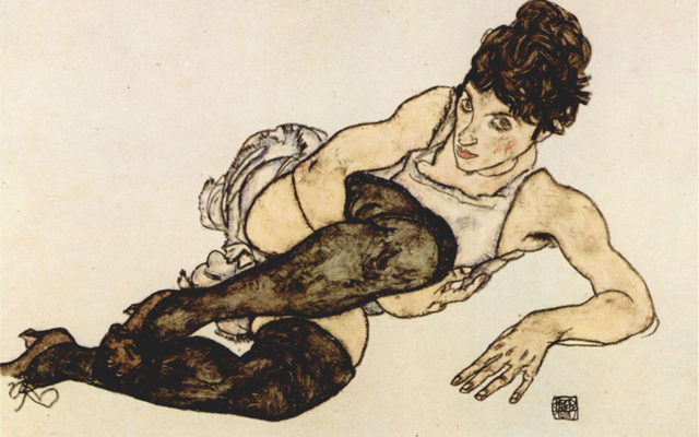 Reclining Woman with Green Stockings