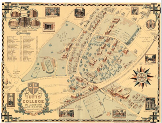 Map of Tufts College, 1955