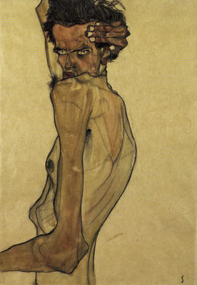 Self-Portrait with Arm Twisted above Head