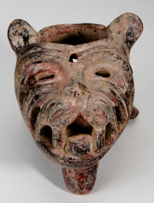 Tripod Effigy Vessel in the form of a Dog (Xolotl) Head