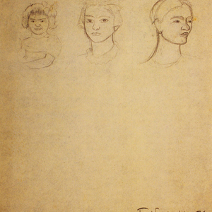 Drawing (Triple Self-Portrait) by Frida Kahlo on Cuseum