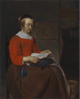Young Woman Seated in an Interior, Reading a Letter