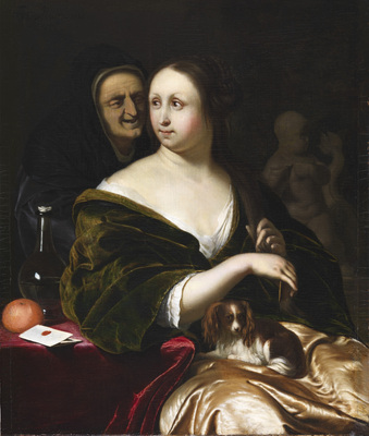 Woman with a Lapdog, Accompanied by a Maidservant (Probably Bathsheba with King David’s Letter)