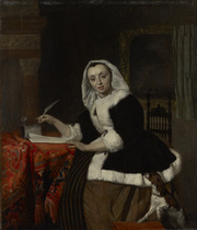 Elegant Lady Writing at Her Desk