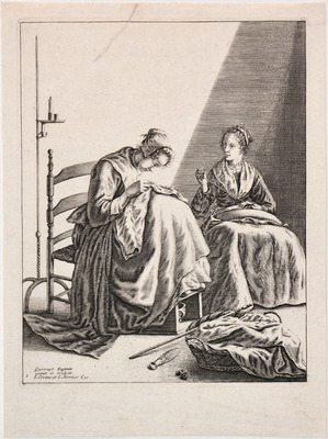 Two Women Sewing (from Five Feminine Occupations)