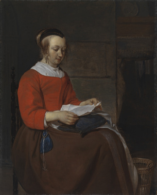 Young Woman Seated in an Interior, Reading a Letter
