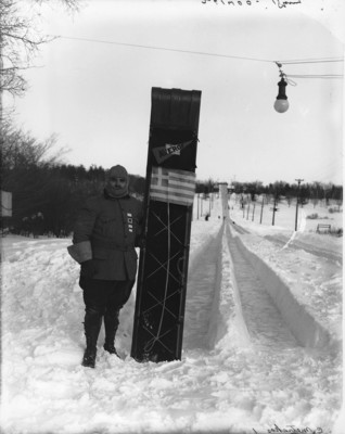 C. D. Metraskos and his toboggan