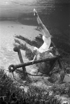 Ginger Stanley Underwater with an Anchor and Large Water Urn at Silver Springs