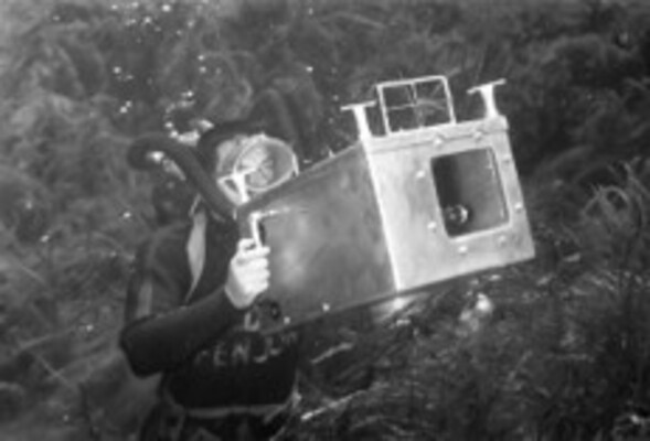 Photographer Bruce Mozert at Silver Springs with His Underwater Camera