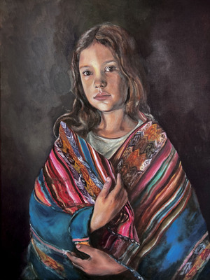 Girl wearing a Lliklla